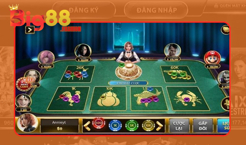Đa dạng các hình thức đặt cược tại sảnh bầu của của Big88